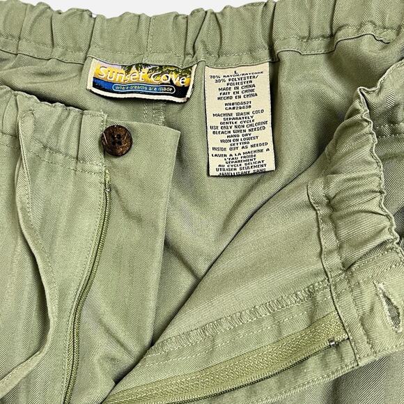 Sunset Cove Pants Womens Large Green Elastic Drawstring Waist Beachy Resort - Picture 9 of 16